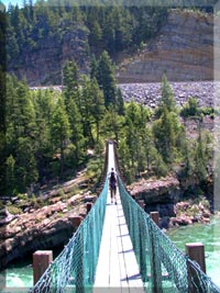 Swinging Bridge at Kootenai Falls in western montana